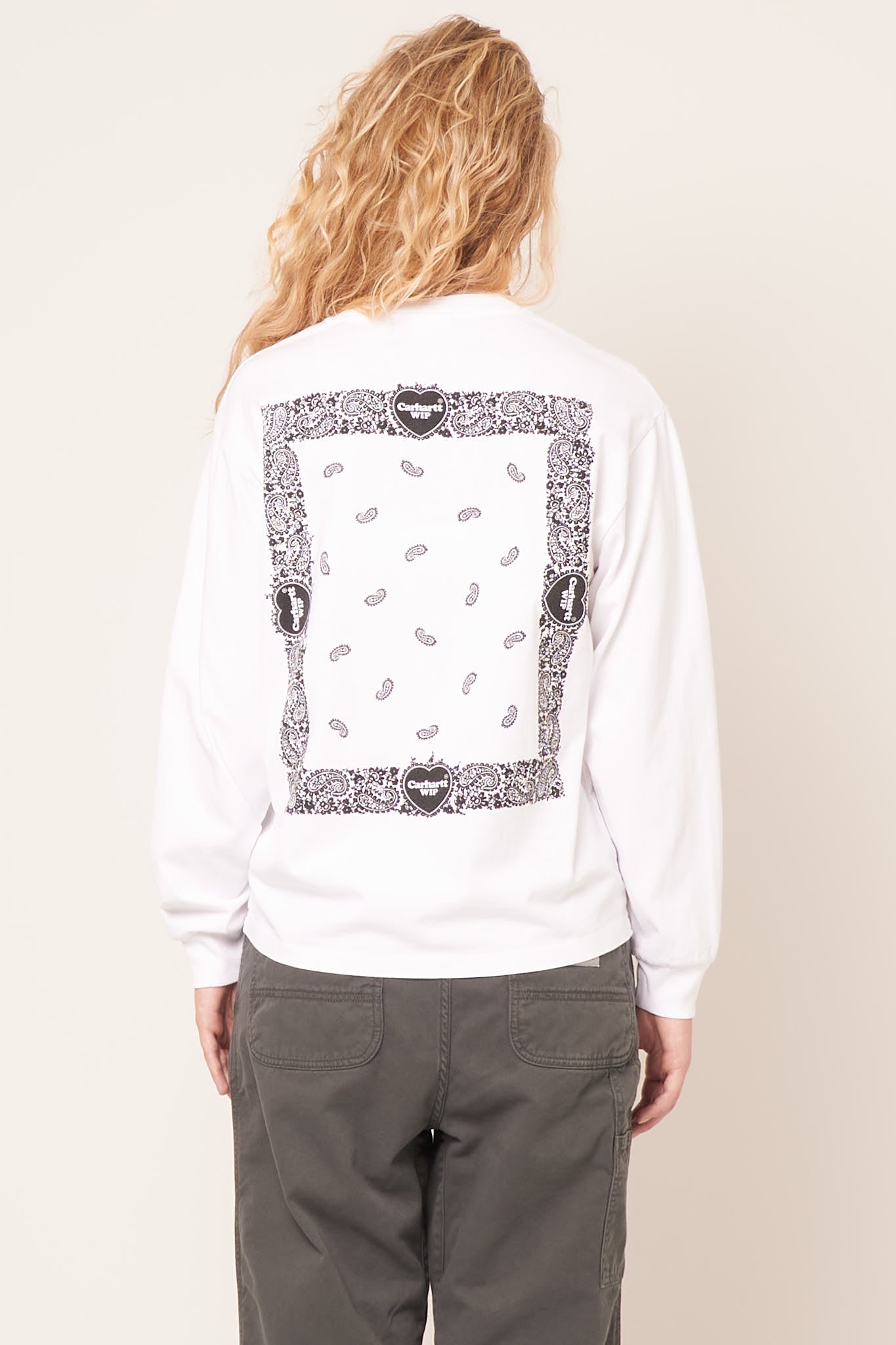 W' L/S Paisley T-shirt White/Black Stone