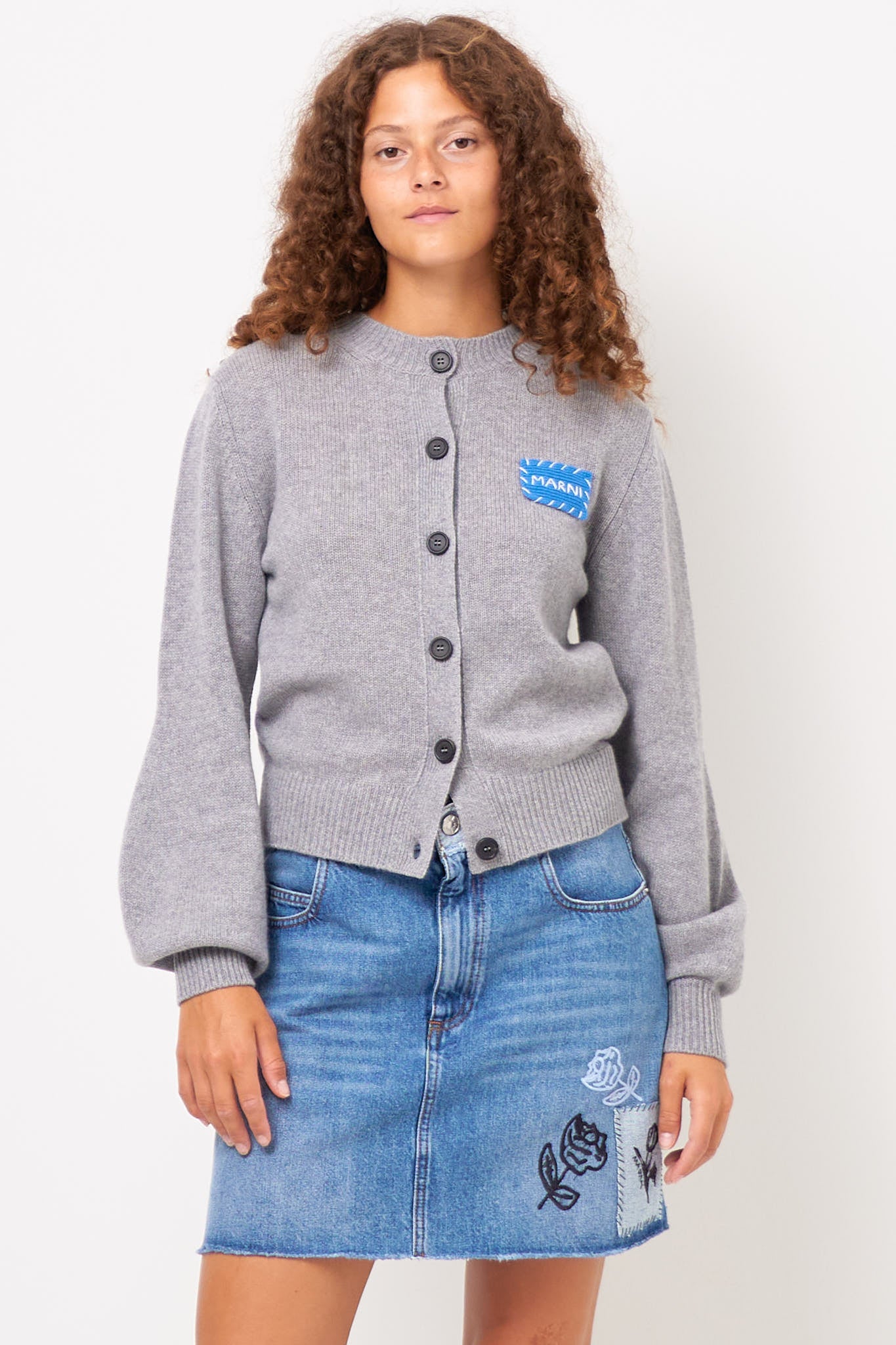 Cashmere Logo Patch Grey Melange