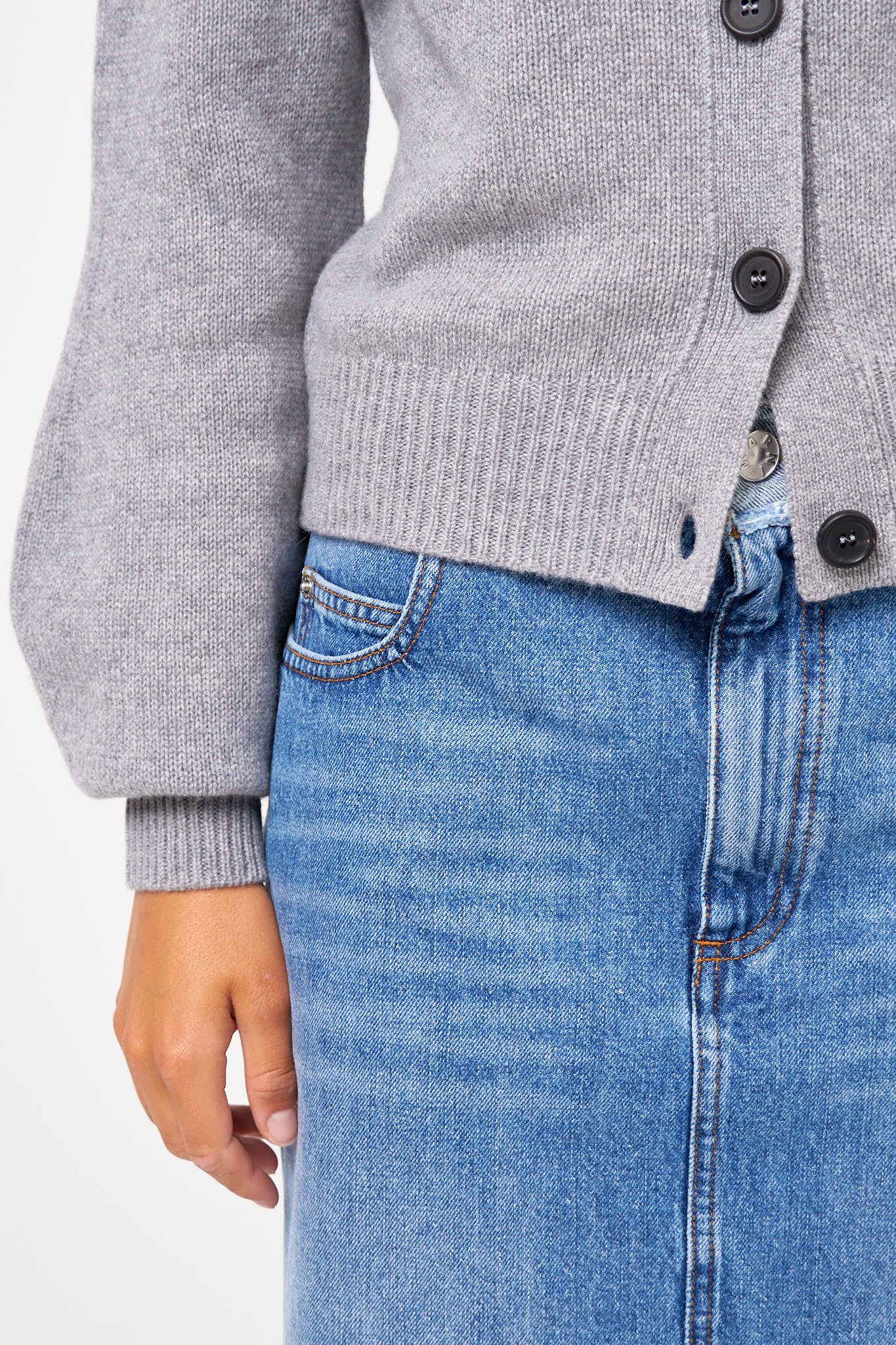 Cashmere Logo Patch Grey Melange