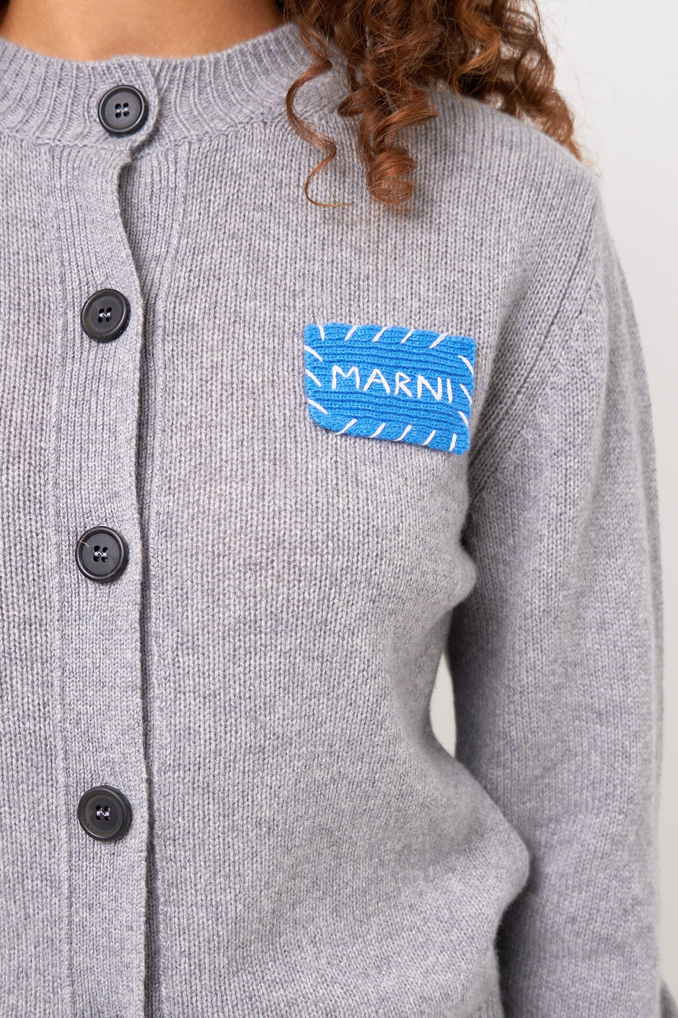 Cashmere Logo Patch Grey Melange