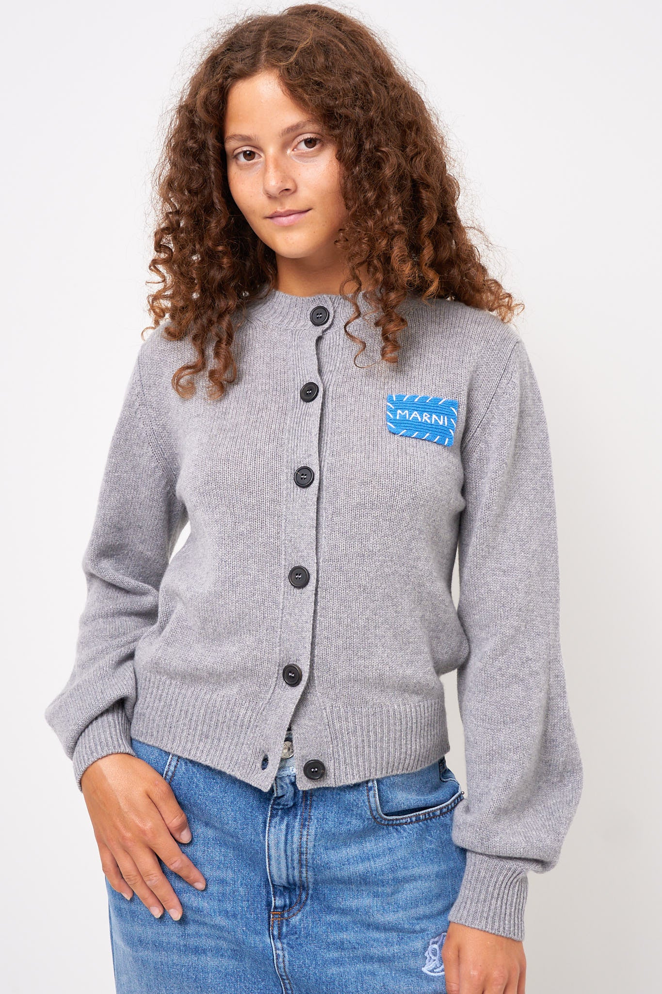 Cashmere Logo Patch Grey Melange