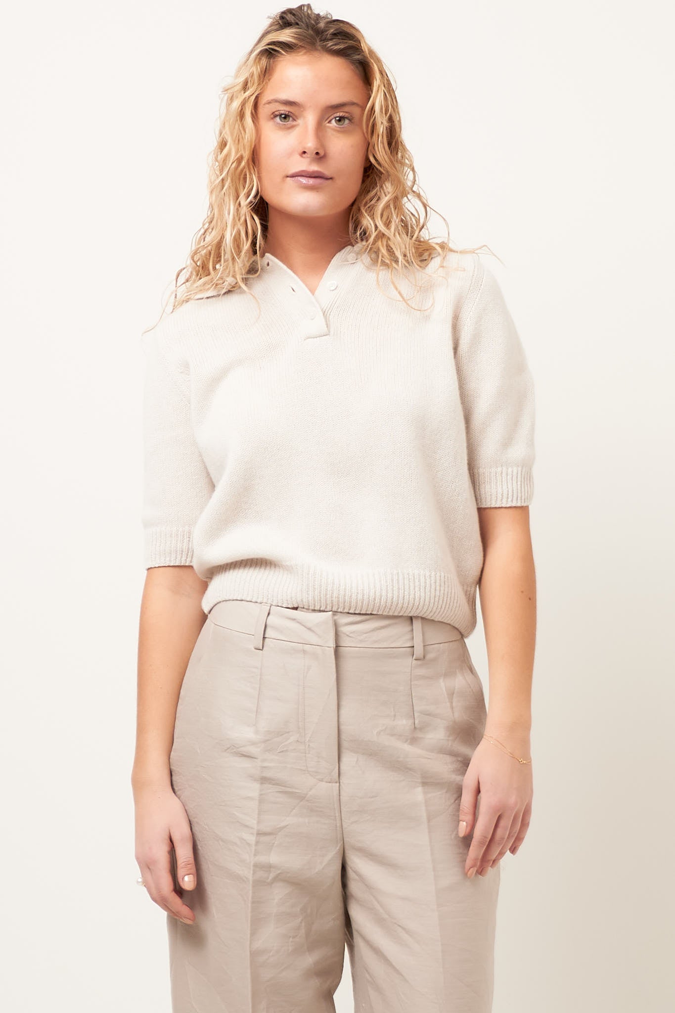 Cecilie Cashmere Polo Cream