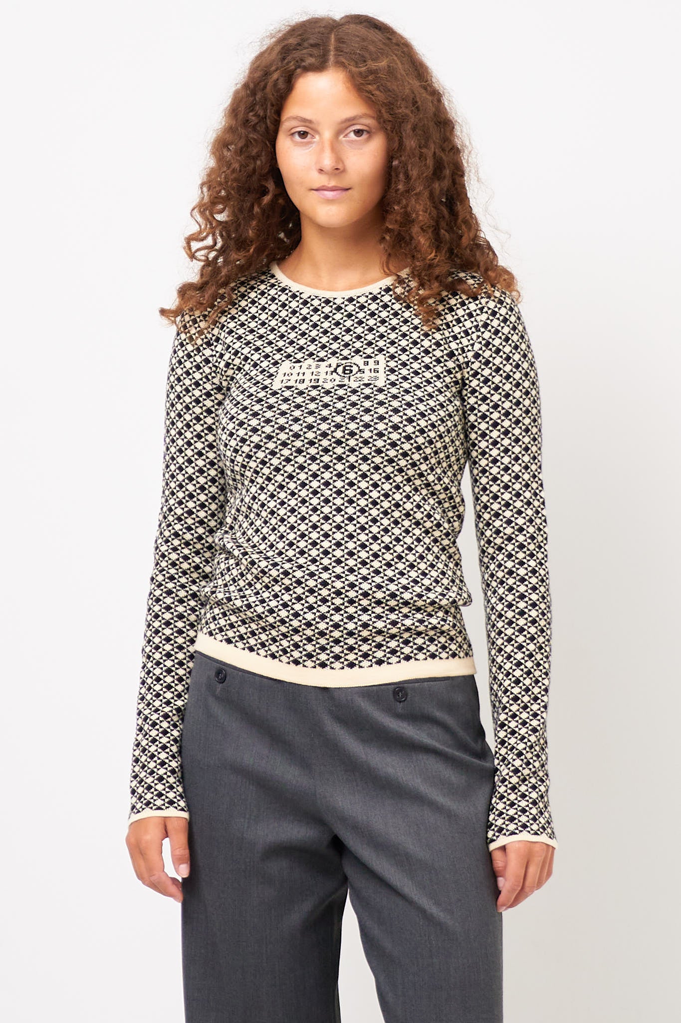 Check Crewneck Black/White