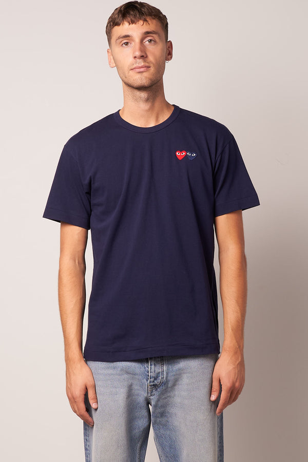 Double Heart T-shirt Navy