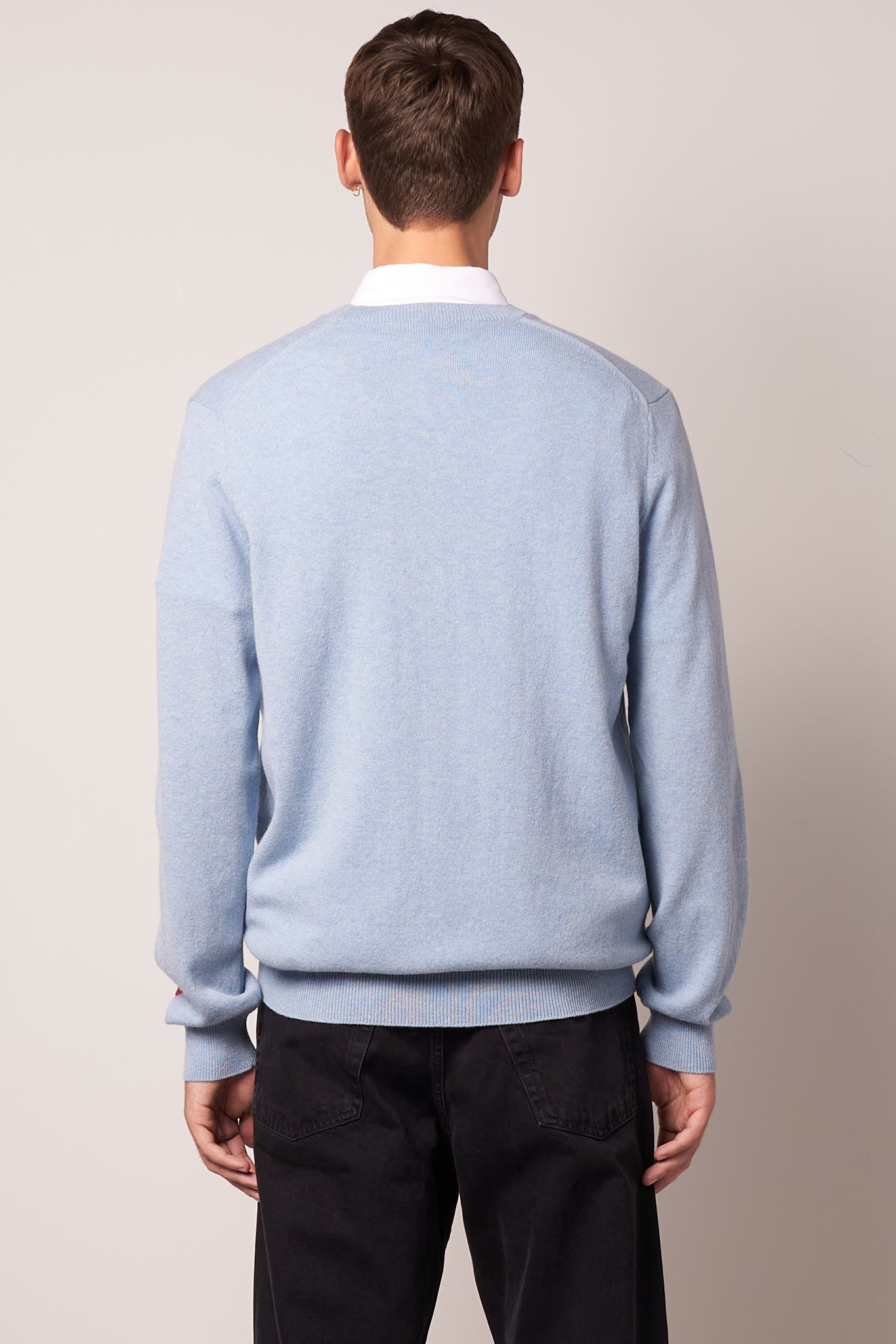 Lambswool V Neck Sweater Light Blue