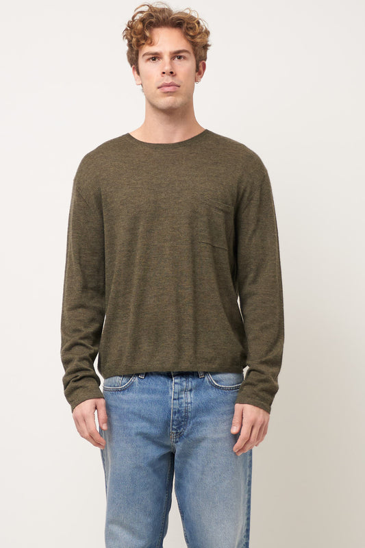 Crew Neck Jumper Cashmere Khaki Green