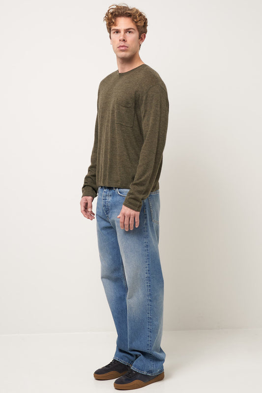 Crew Neck Jumper Cashmere Khaki Green