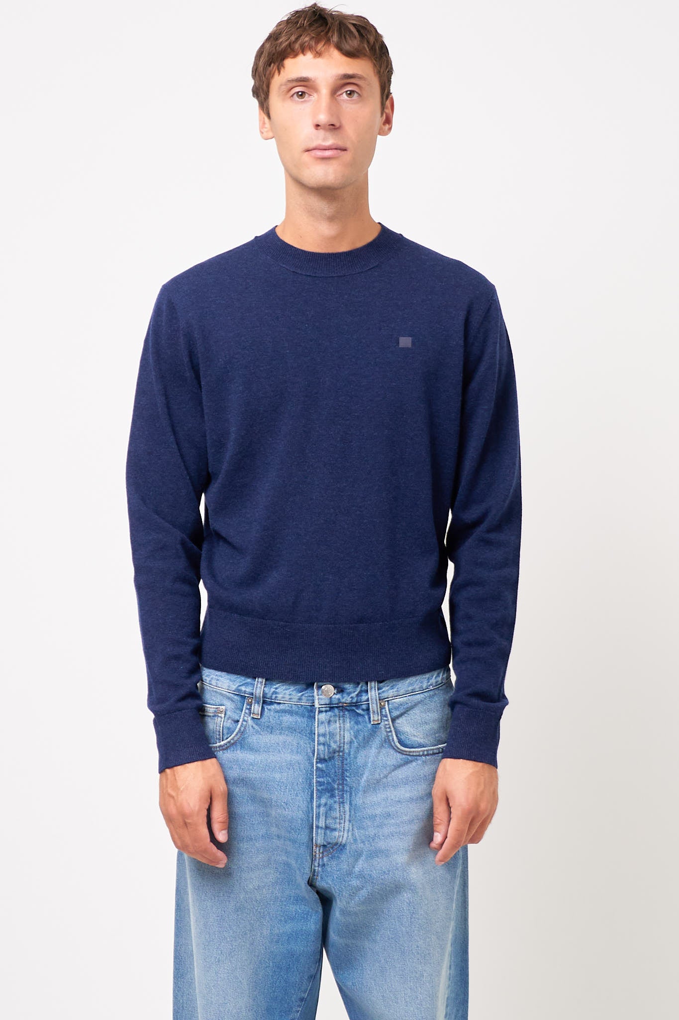 Crewneck Wool Jumper Navy Melange