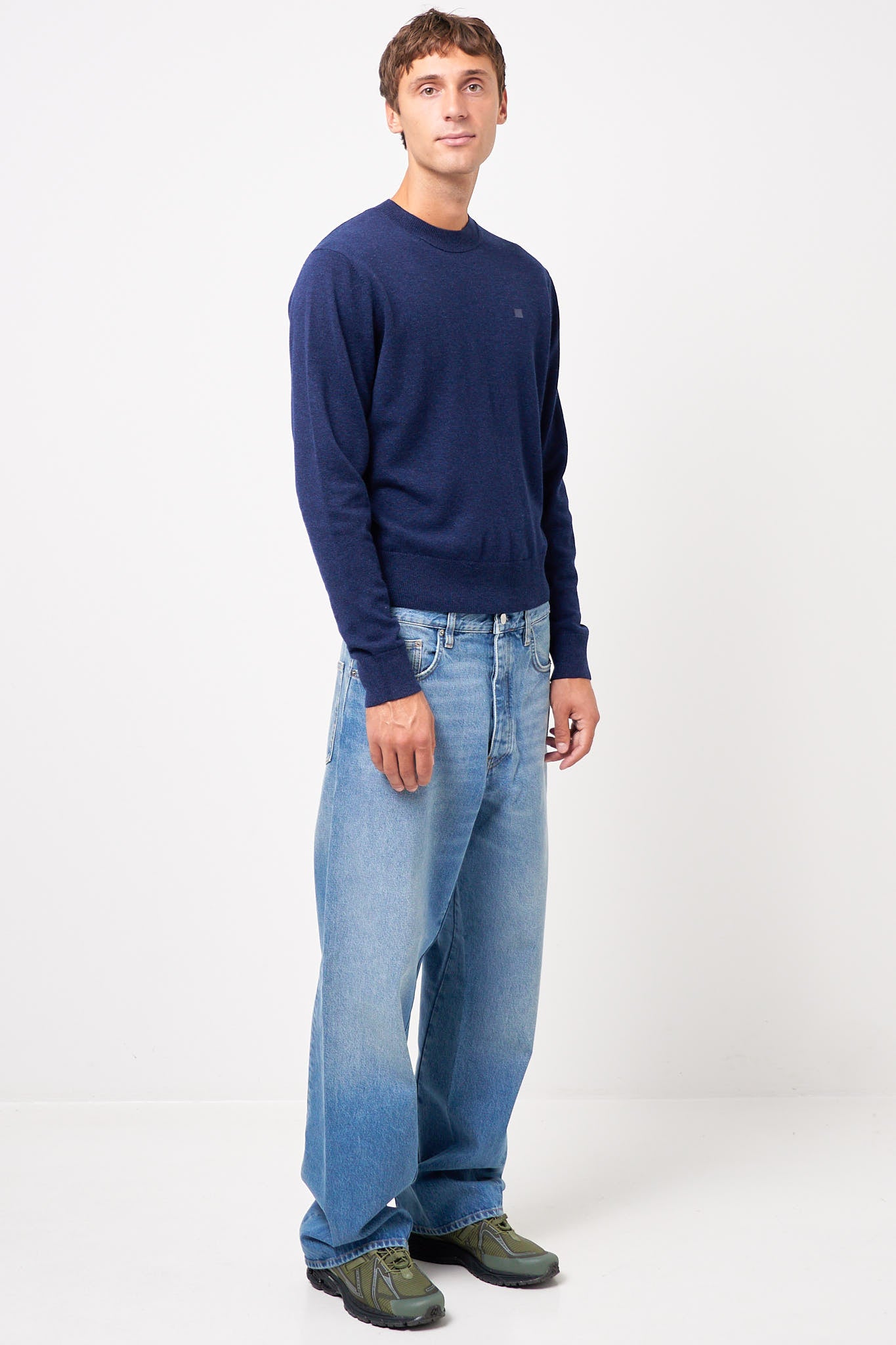 Crewneck Wool Jumper Navy Melange