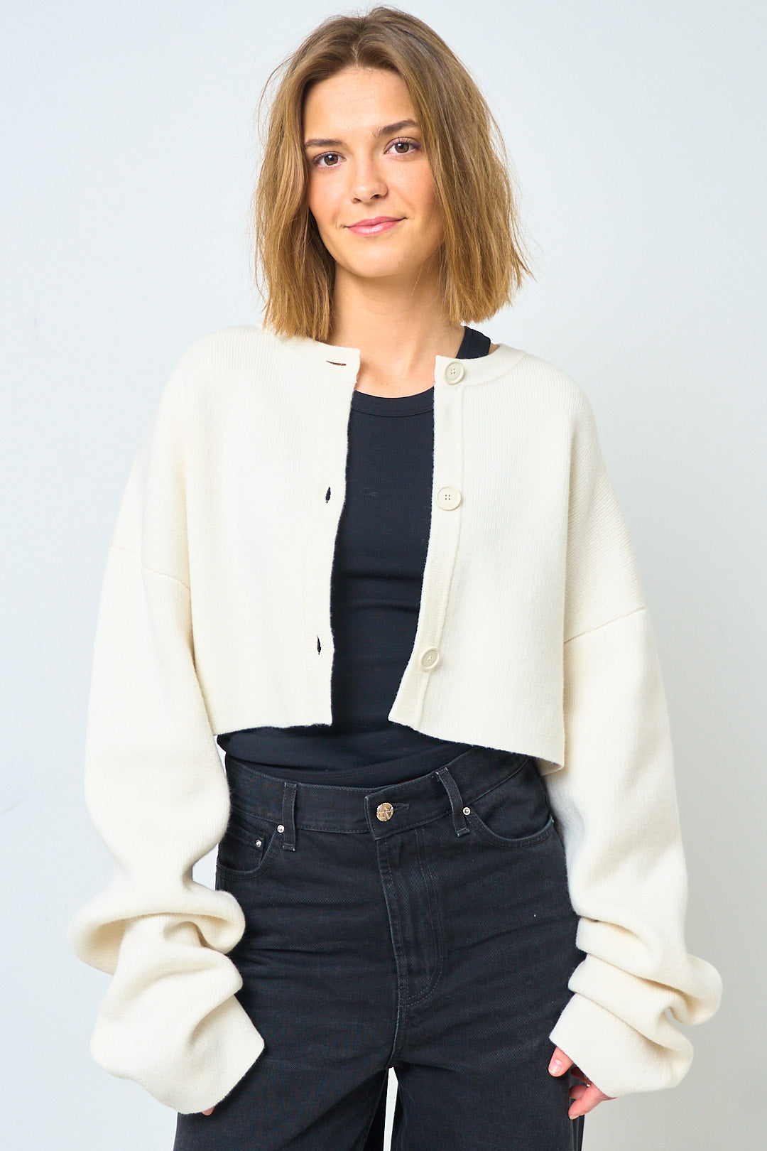 Cropped Oversized Cardigan Milk