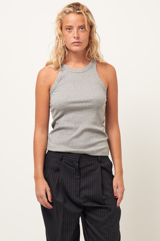 Curved Rib Tank Grey Melange