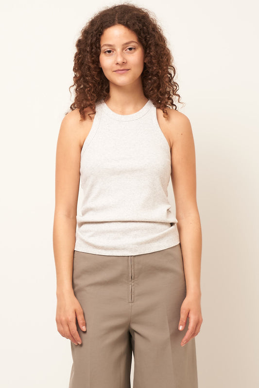 Curved Rib Tank Pale Grey Melange