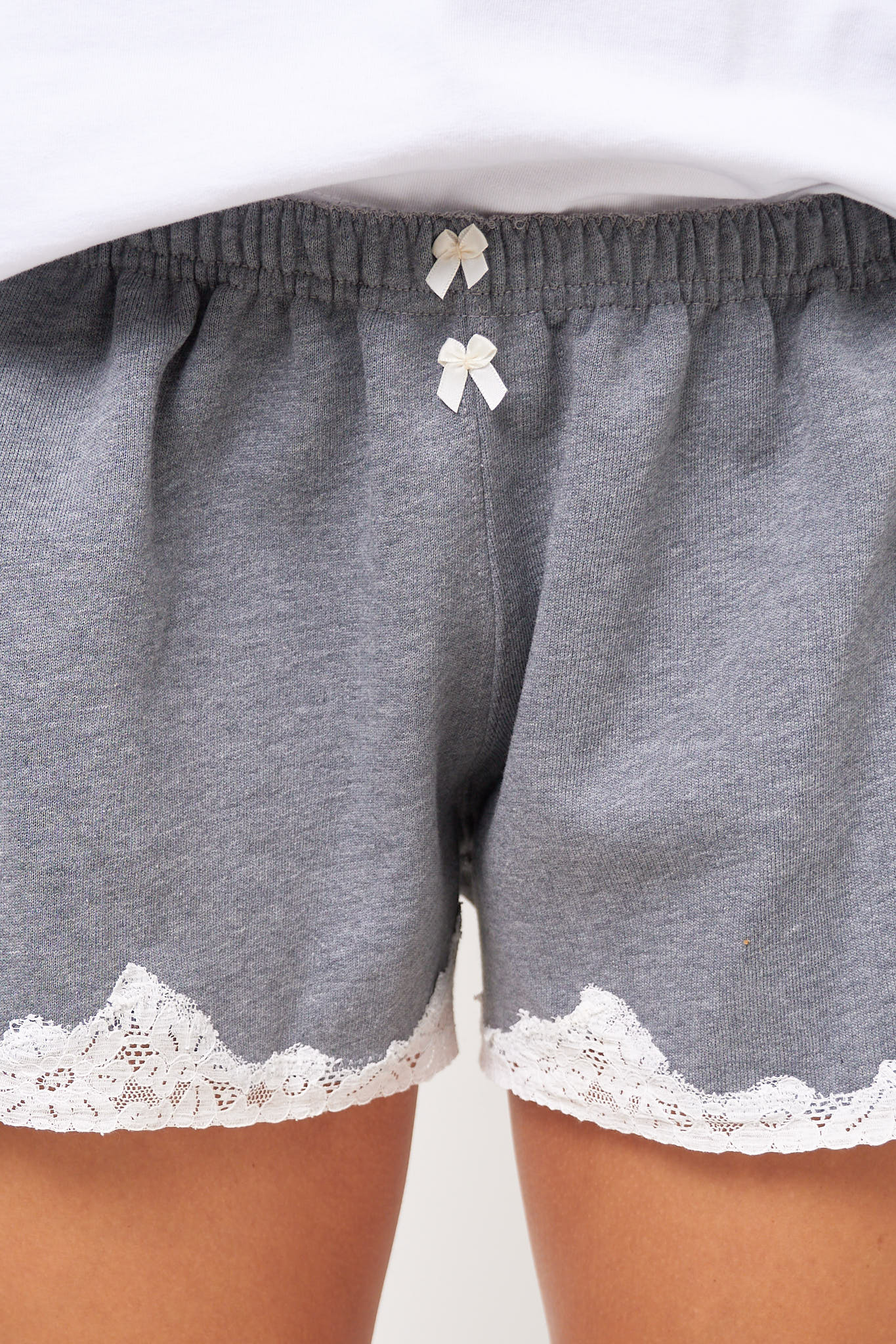 Lace Sweat Shorts Dark Grey Melange