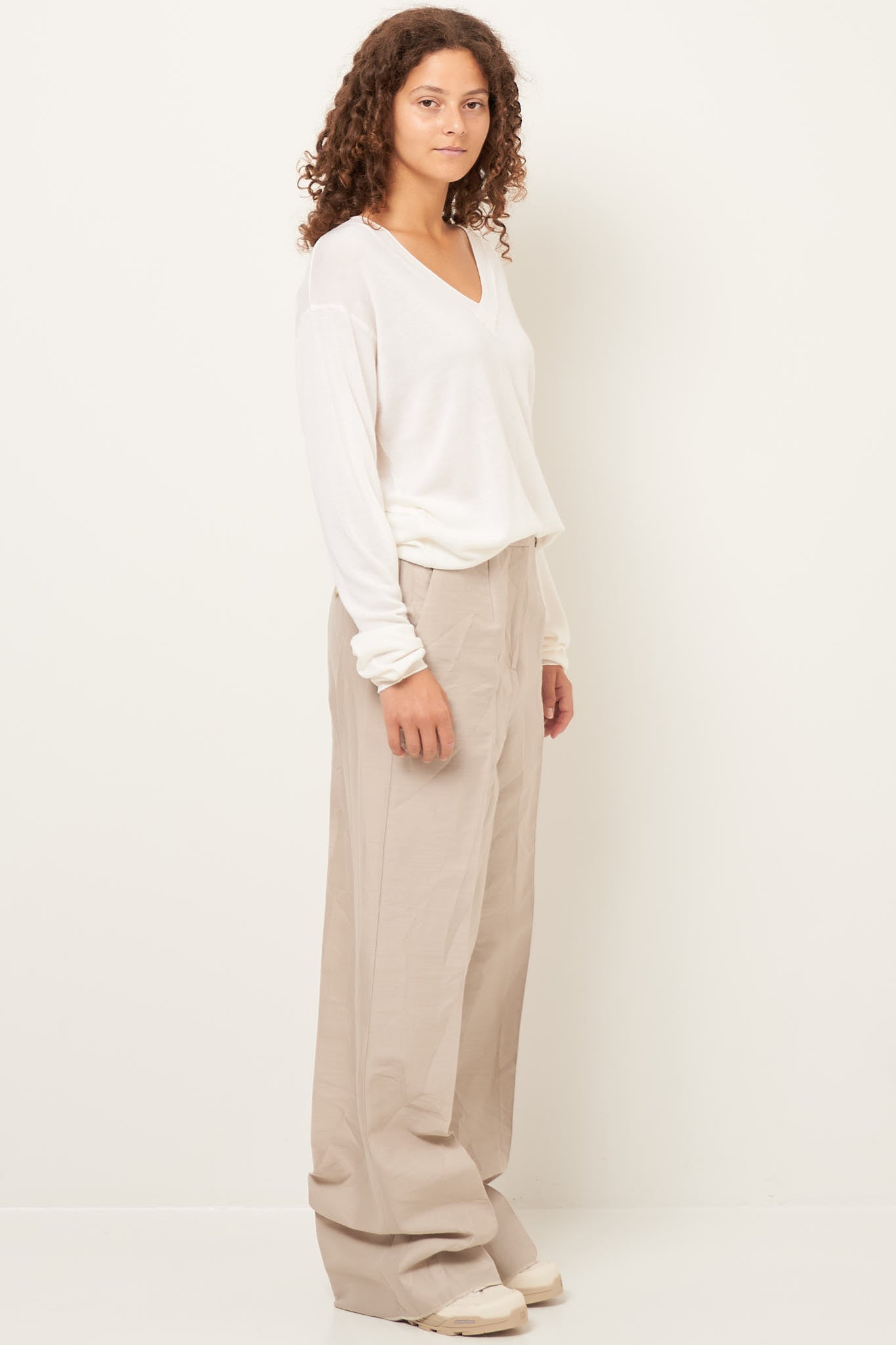 Ebba Wool Silk V-Neck Off White