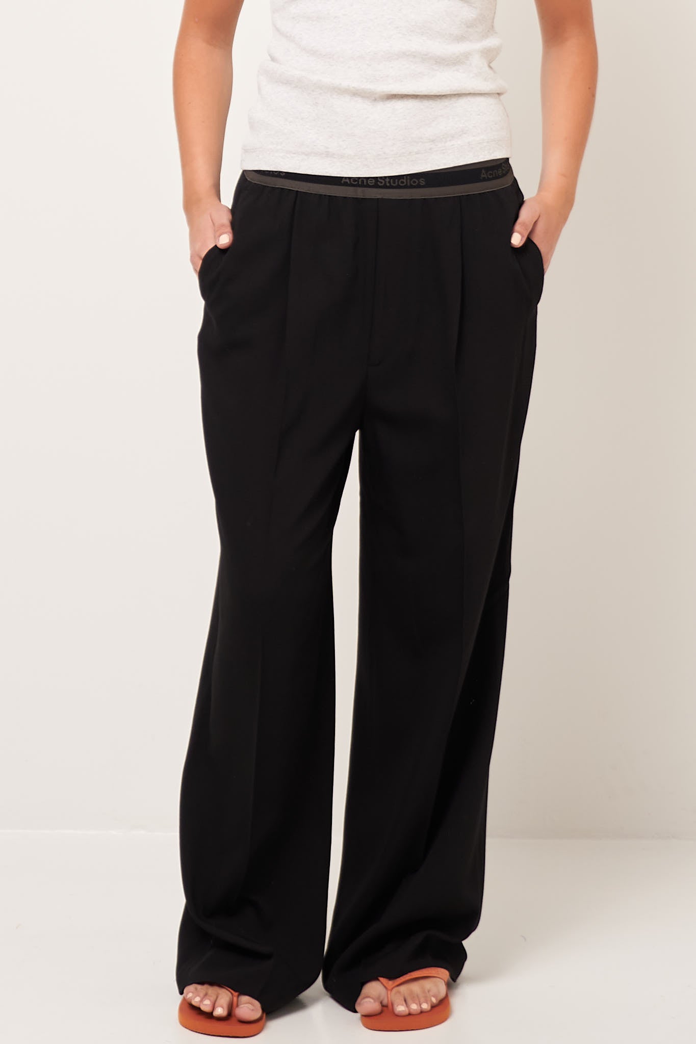 Elastic Waist Suit Pant Black