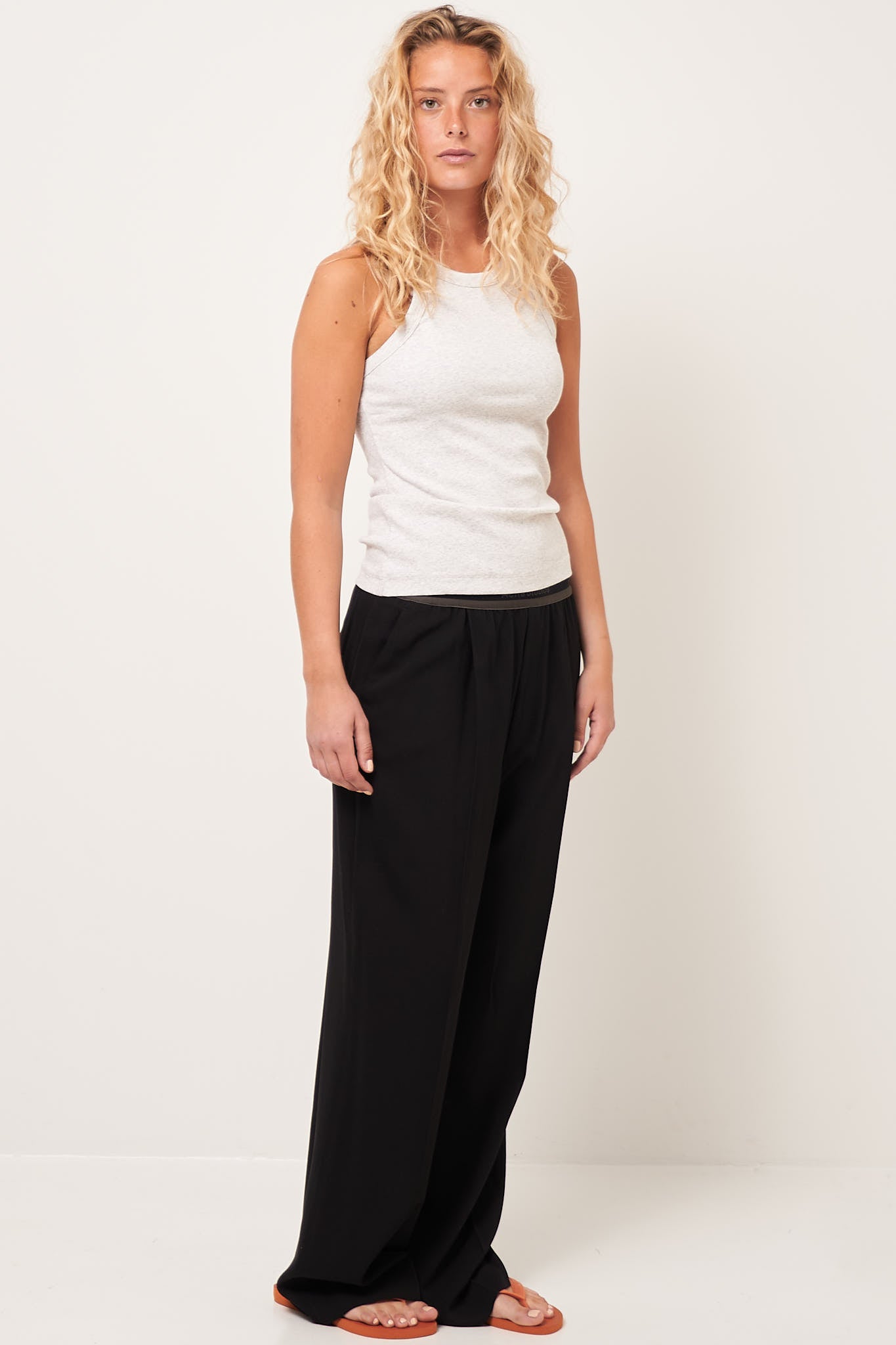 Elastic Waist Suit Pant Black