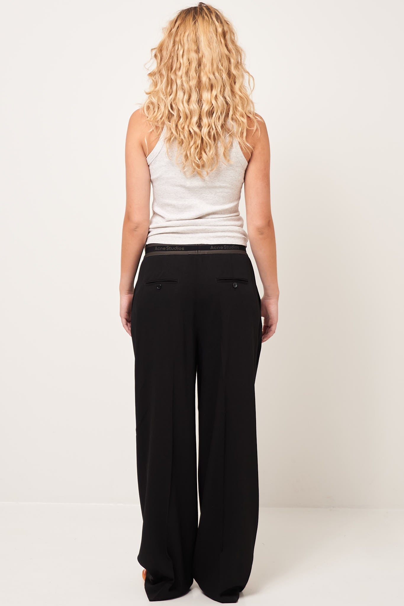 Elastic Waist Suit Pant Black