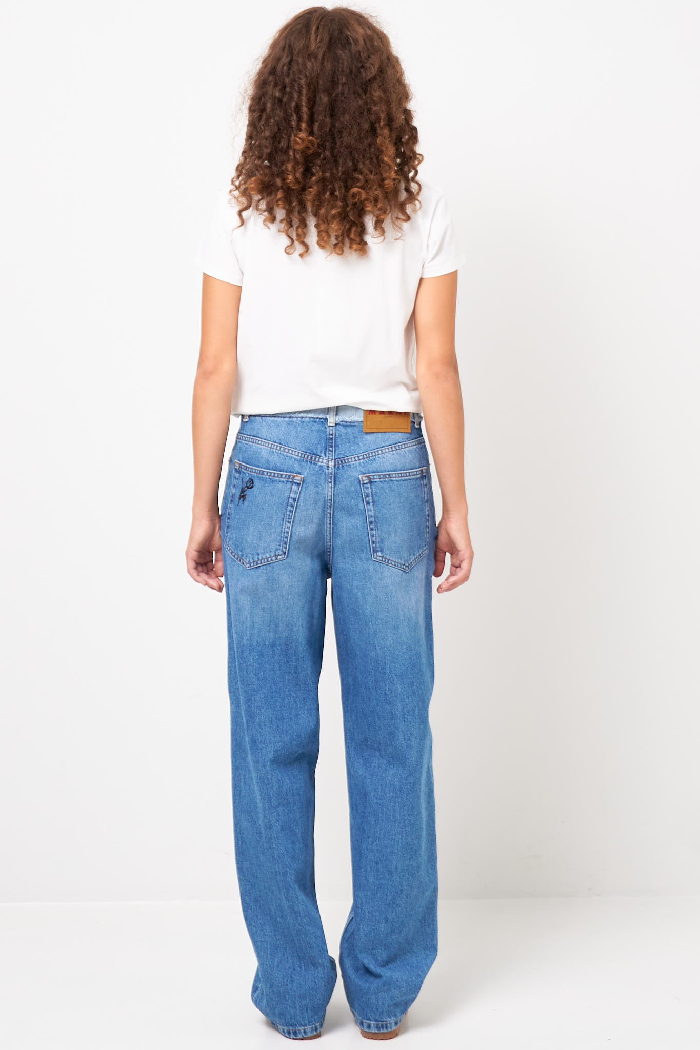 Embroidered Denim Jeans Blue