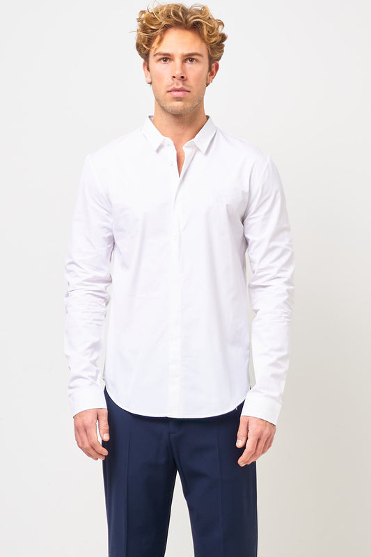 Fitted Button-Up Shirt White