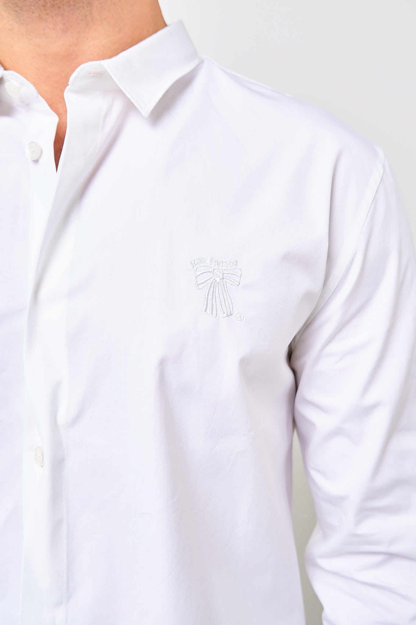 Fitted Button-Up Shirt White