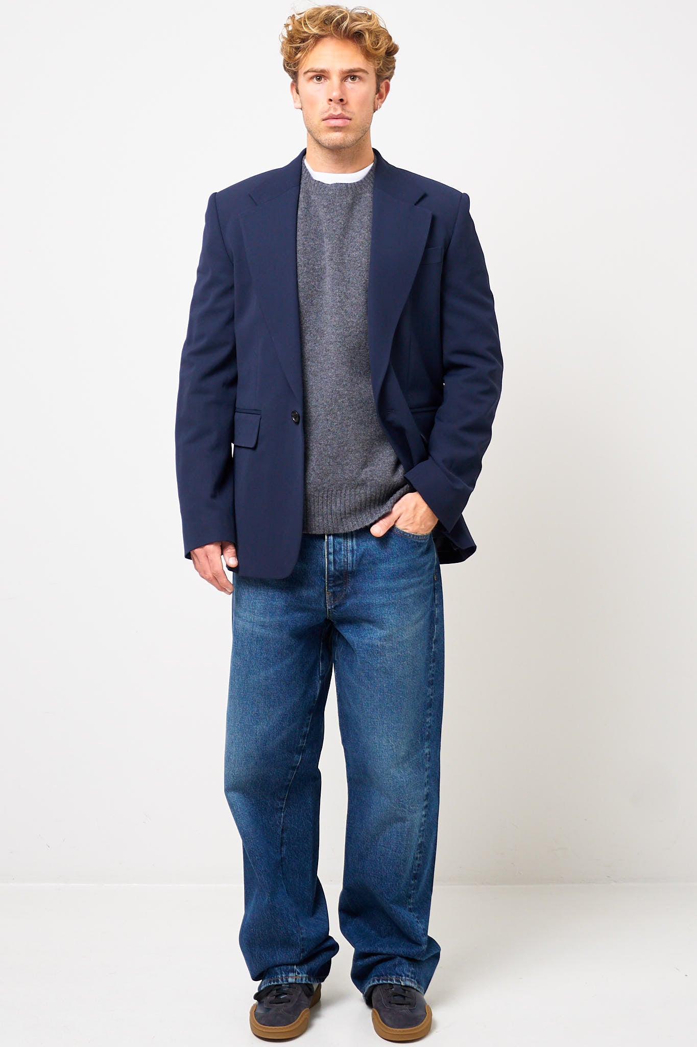 Fitted Suit Jacket Navy