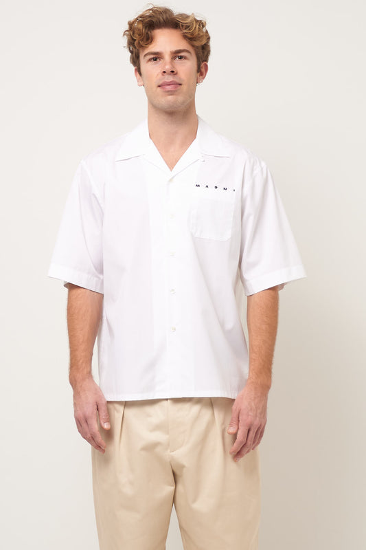 Hidden Logo Bowling Shirt White