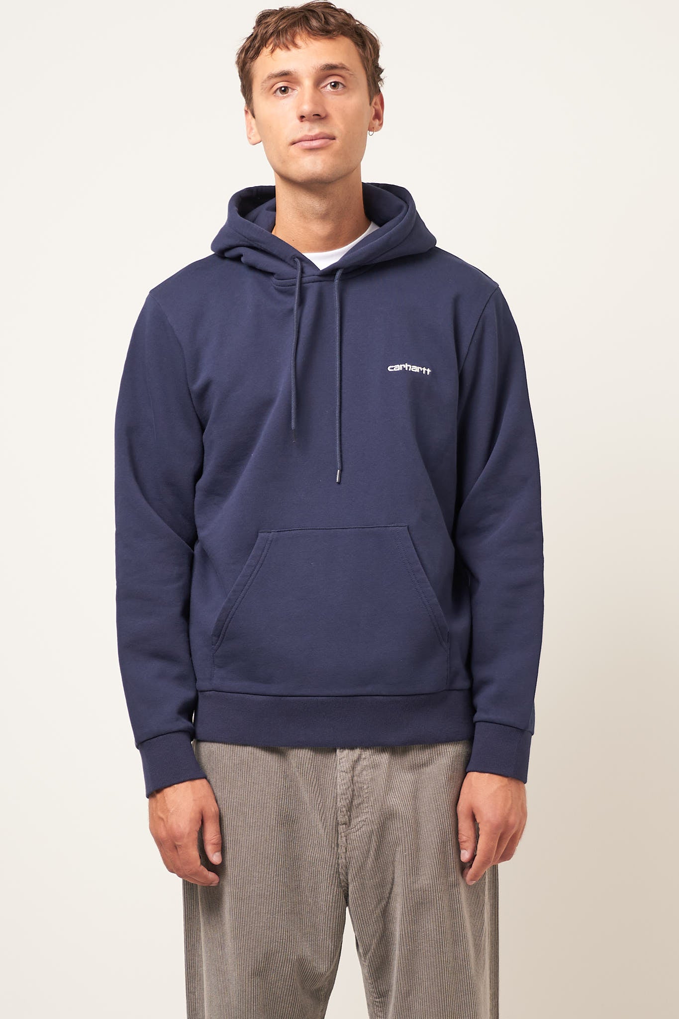 Hooded Script Ebroidery Sweat Air Force Blue/White