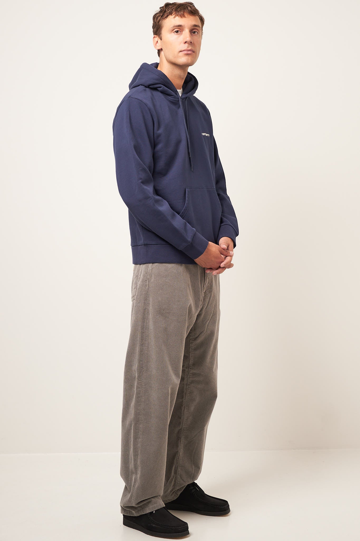 Hooded Script Ebroidery Sweat Air Force Blue/White