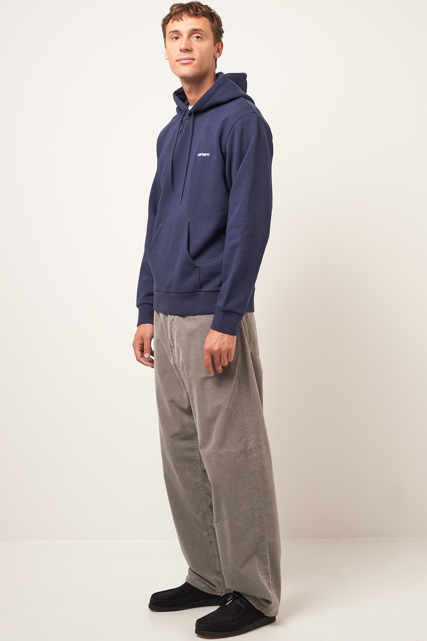 Hooded Script Ebroidery Sweat Air Force Blue/White