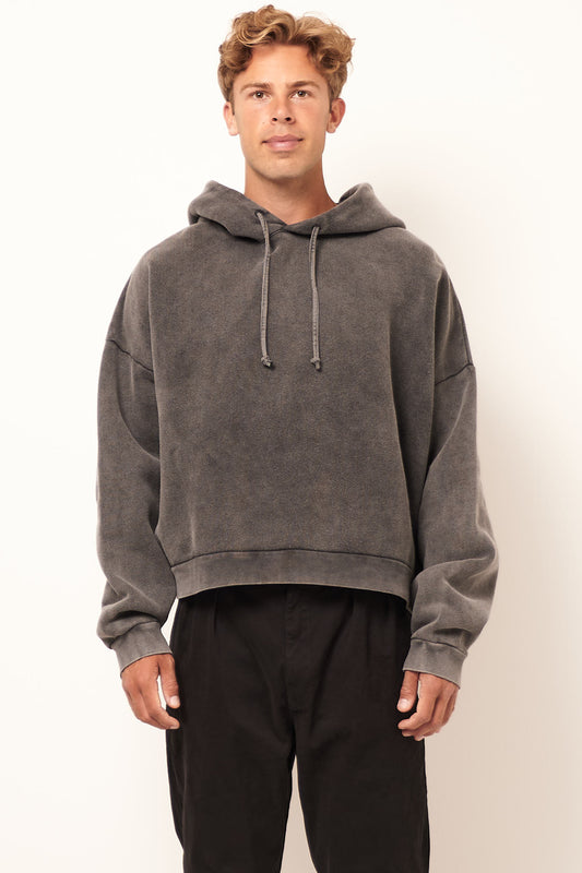 Hooded Sweater Logo Patch Faded Black