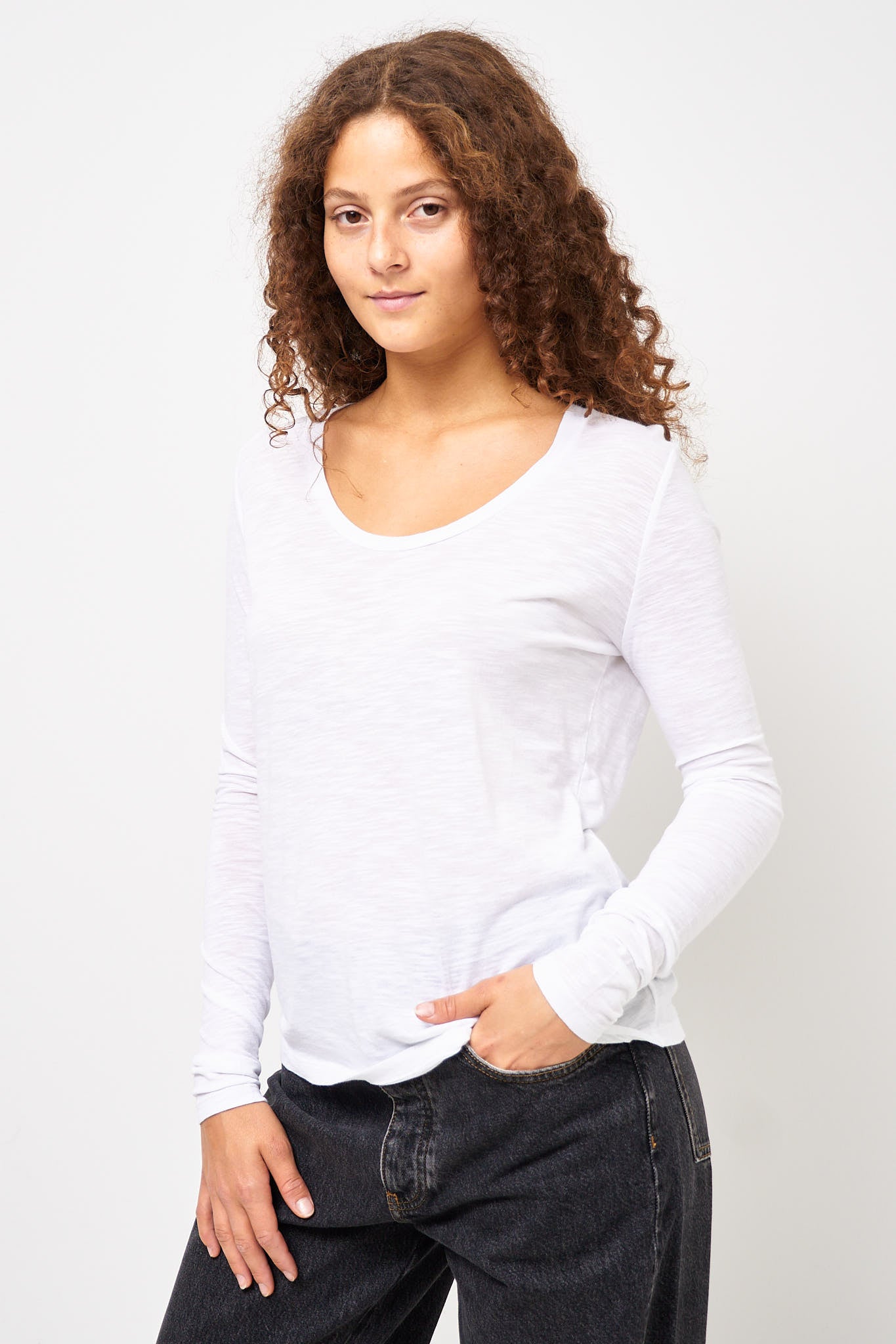 Jacksonville Round Neck LS T-shirt White