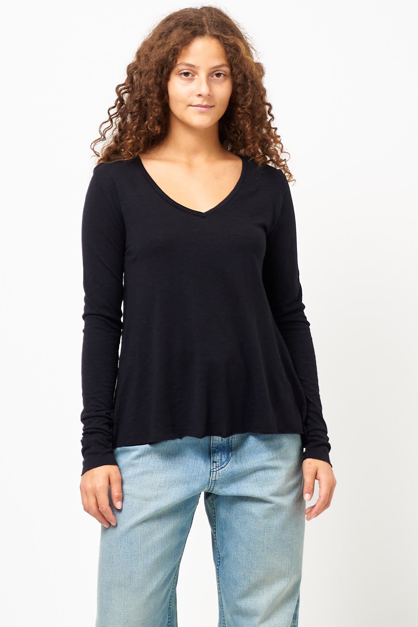 Jacksonville V-neck LS T-shirt Black