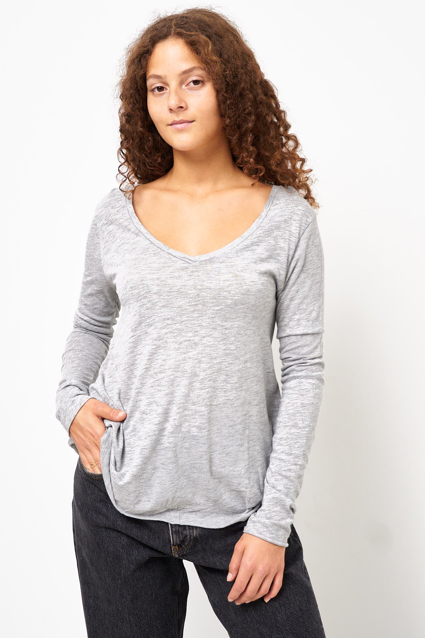 Jacksonville V-neck LS T-shirt Heather Grey