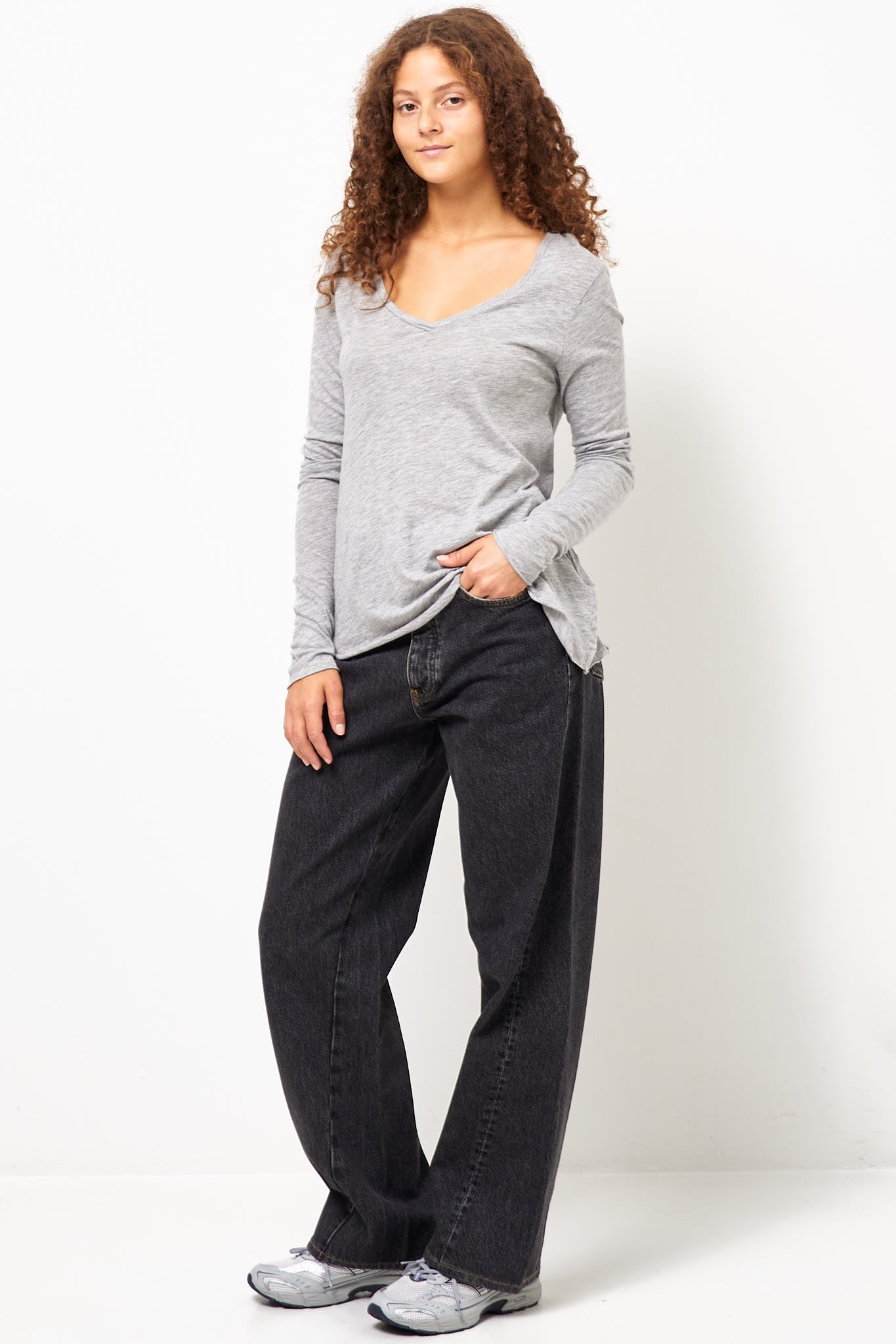 Jacksonville V-neck LS T-shirt Heather Grey