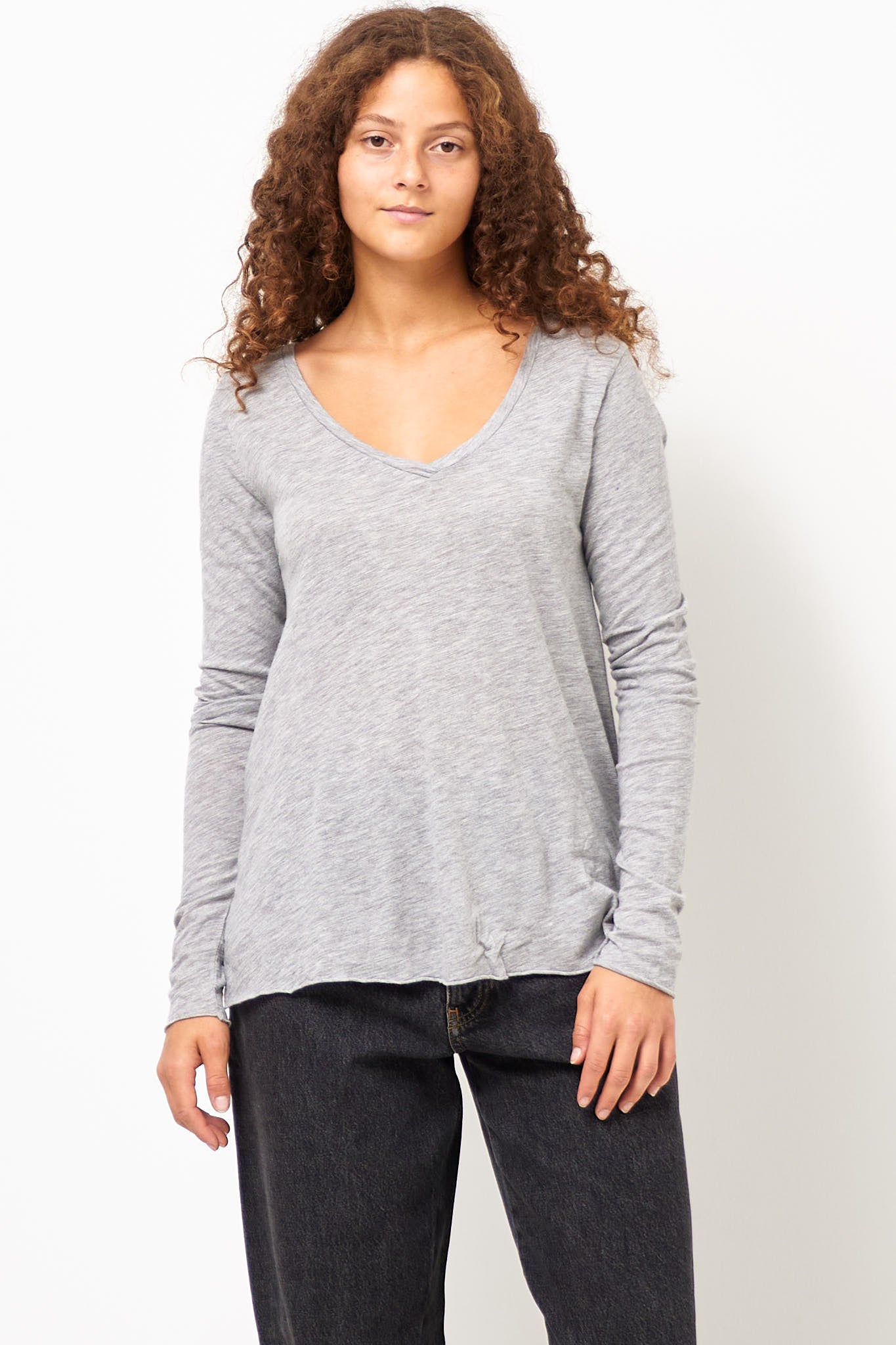 Jacksonville V-neck LS T-shirt Heather Grey