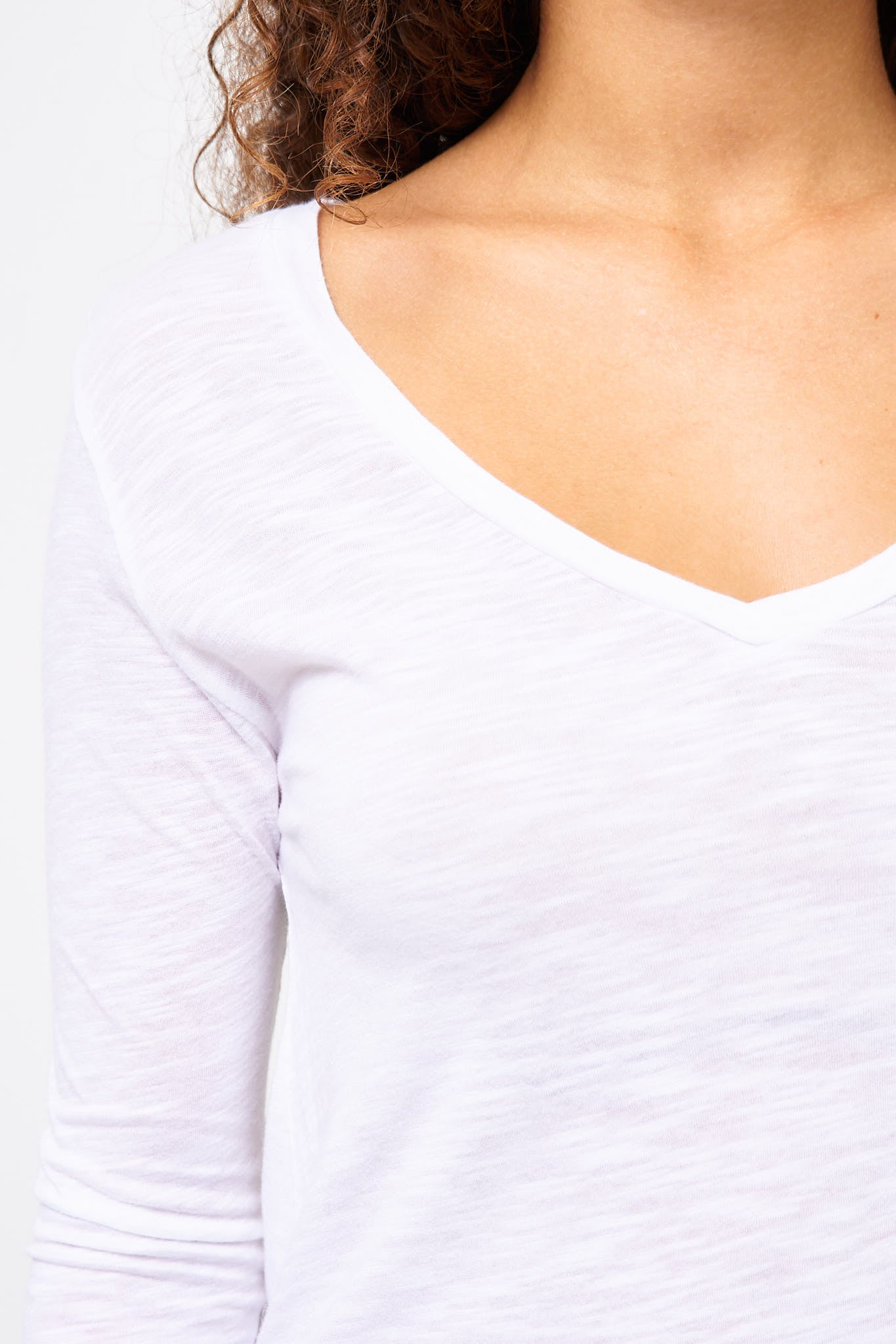 Jacksonville V-neck LS T-shirt White