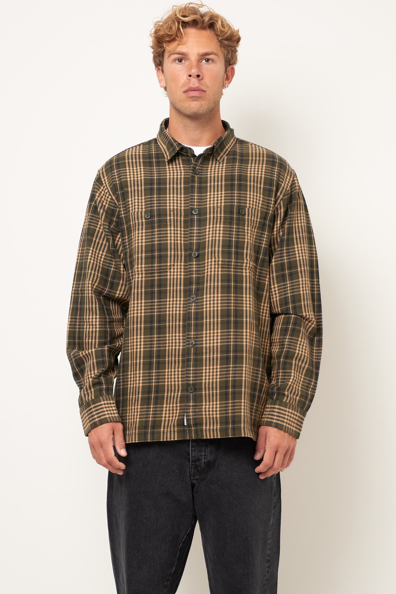 L/S Mandlik Shirt Mandlik Check/Office Green