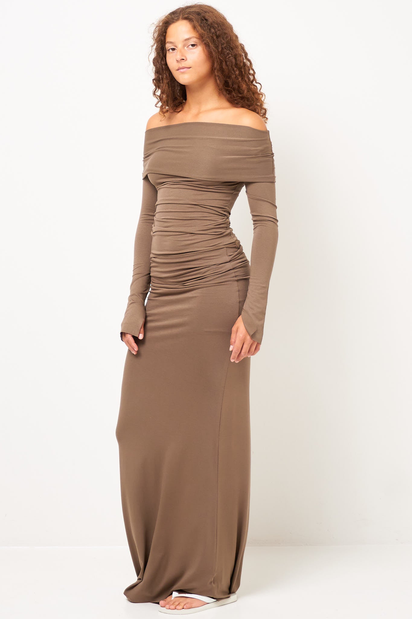 L/S Off-Shoulder Top Olive