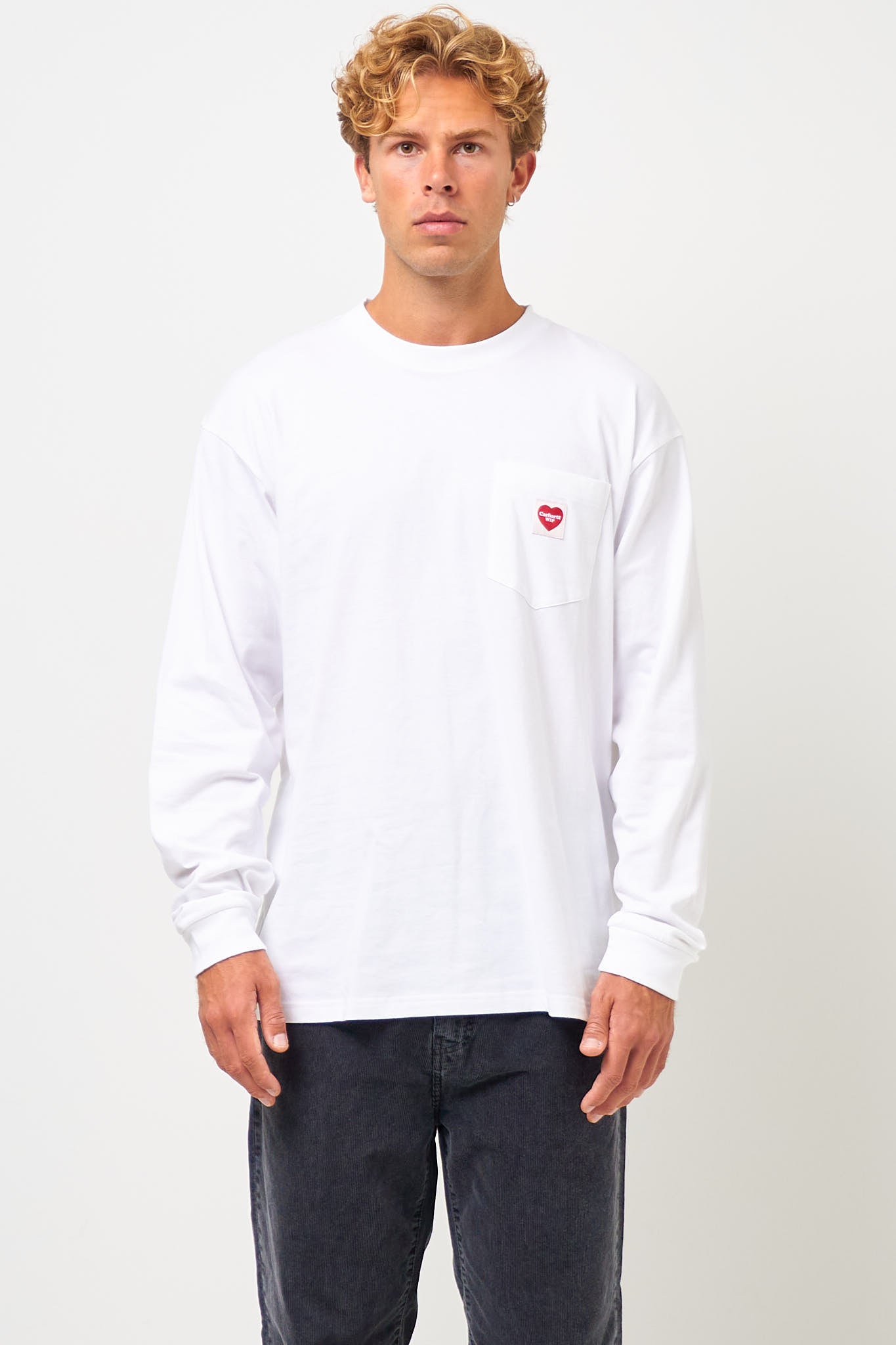 L/S Pocket Heart T-shirt White