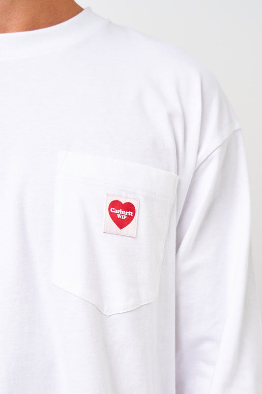 L/S Pocket Heart T-shirt White