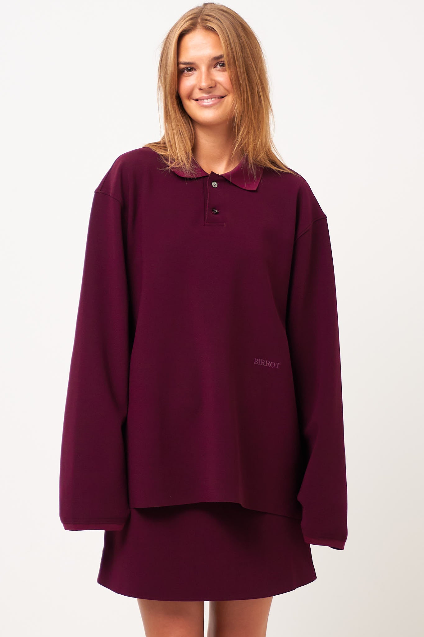 Lay2 Long-Sleeve Polo Maroon