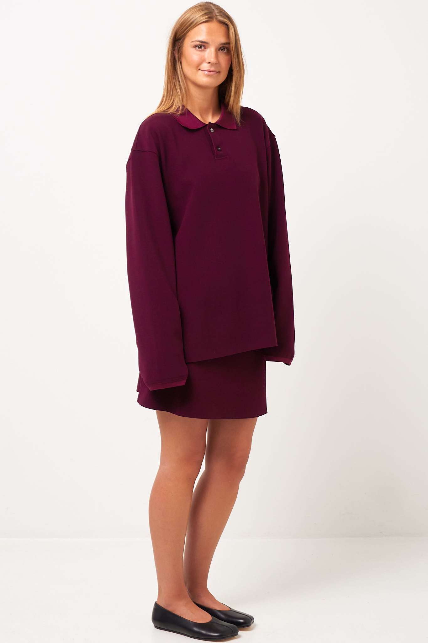Lay2 Long-Sleeve Polo Maroon