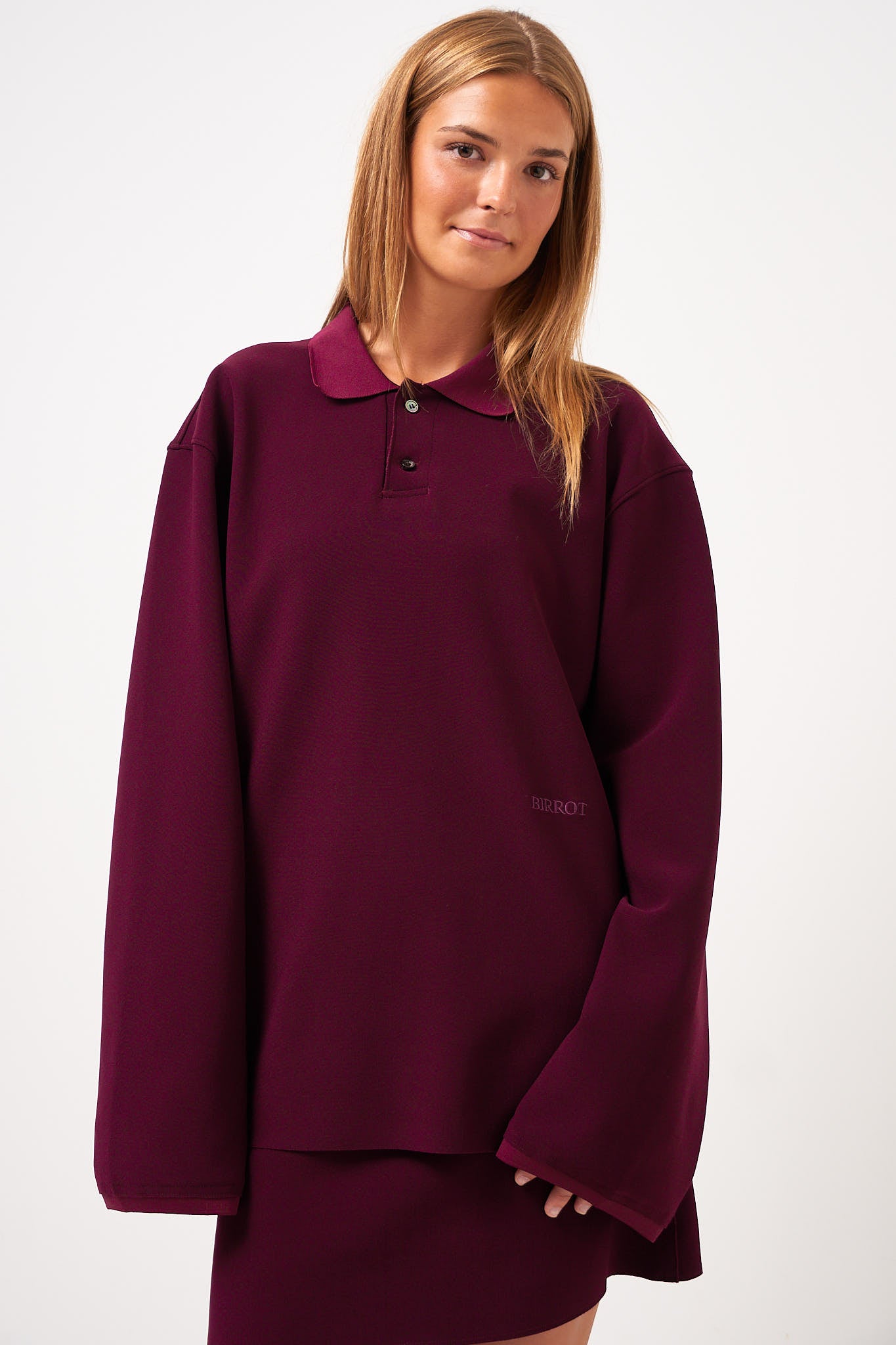 Lay2 Long-Sleeve Polo Maroon