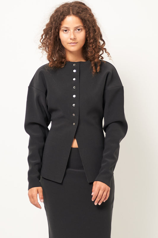 Lay3 Boatneck Cardigan Anthracite