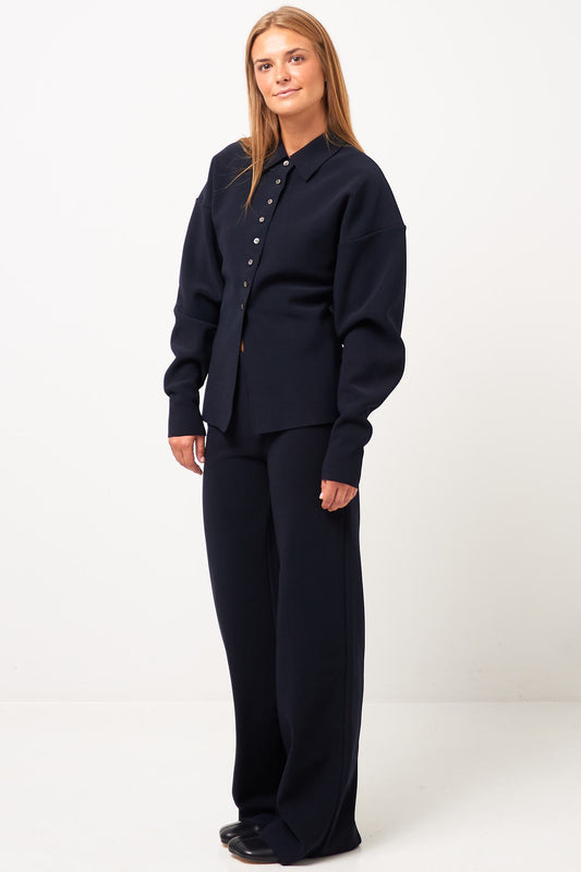 Lay3 Point Collar Cardigan Ink