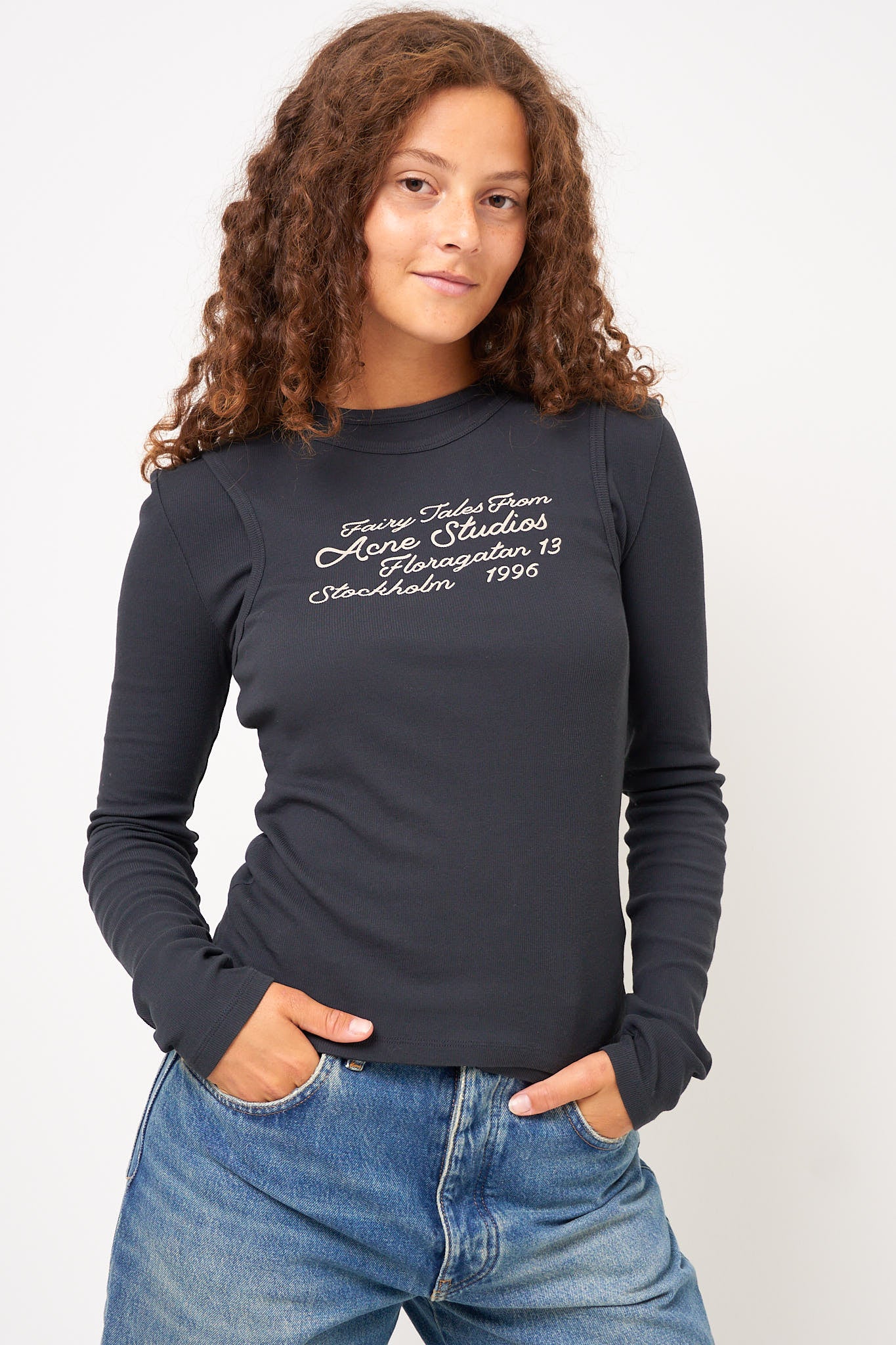 Layered Long-Sleeve T-Shirt Black