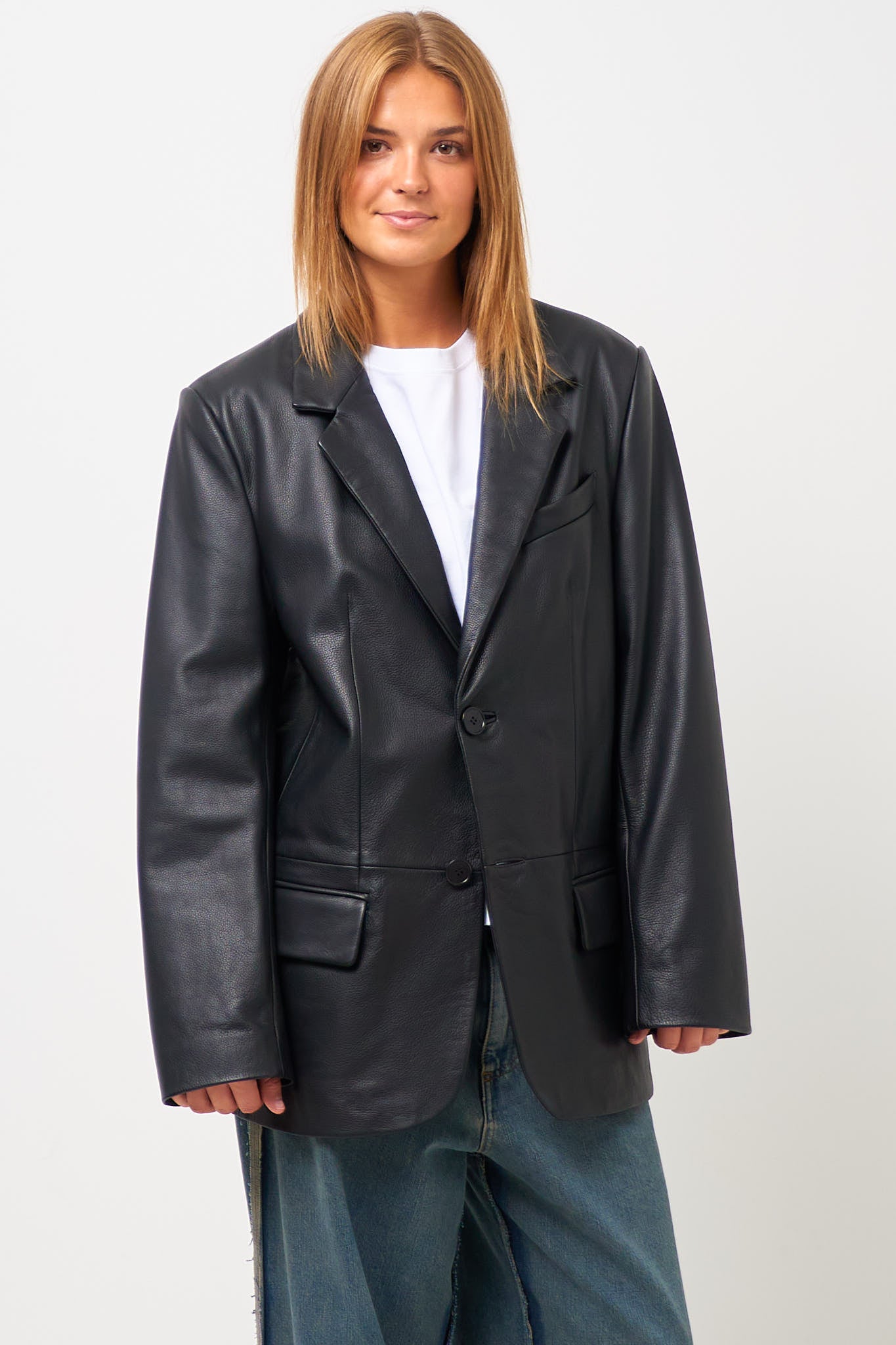 Leather Blazer Black