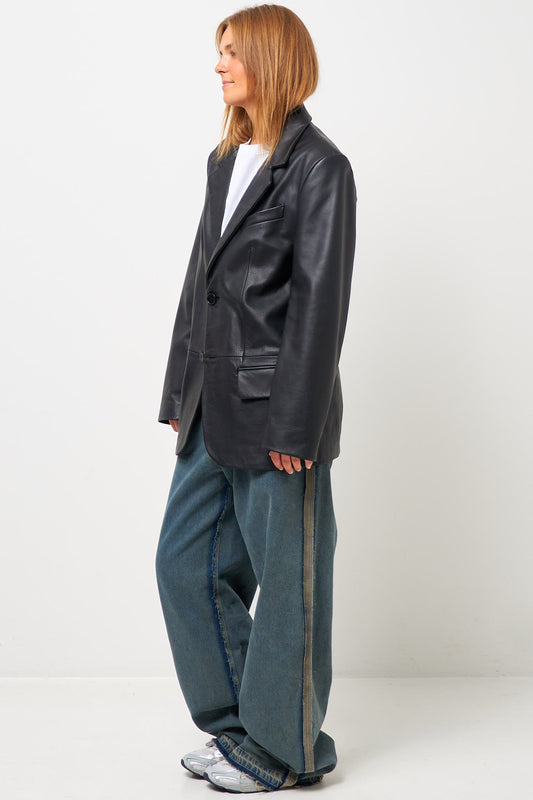 Leather Blazer Black