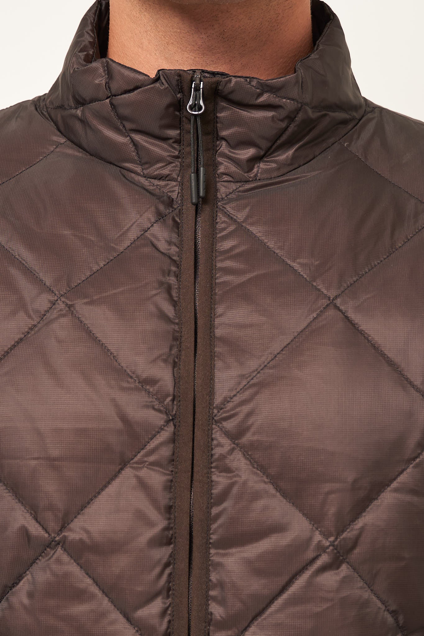 Light Down Detachable Sleeves Jacket Dark Brown