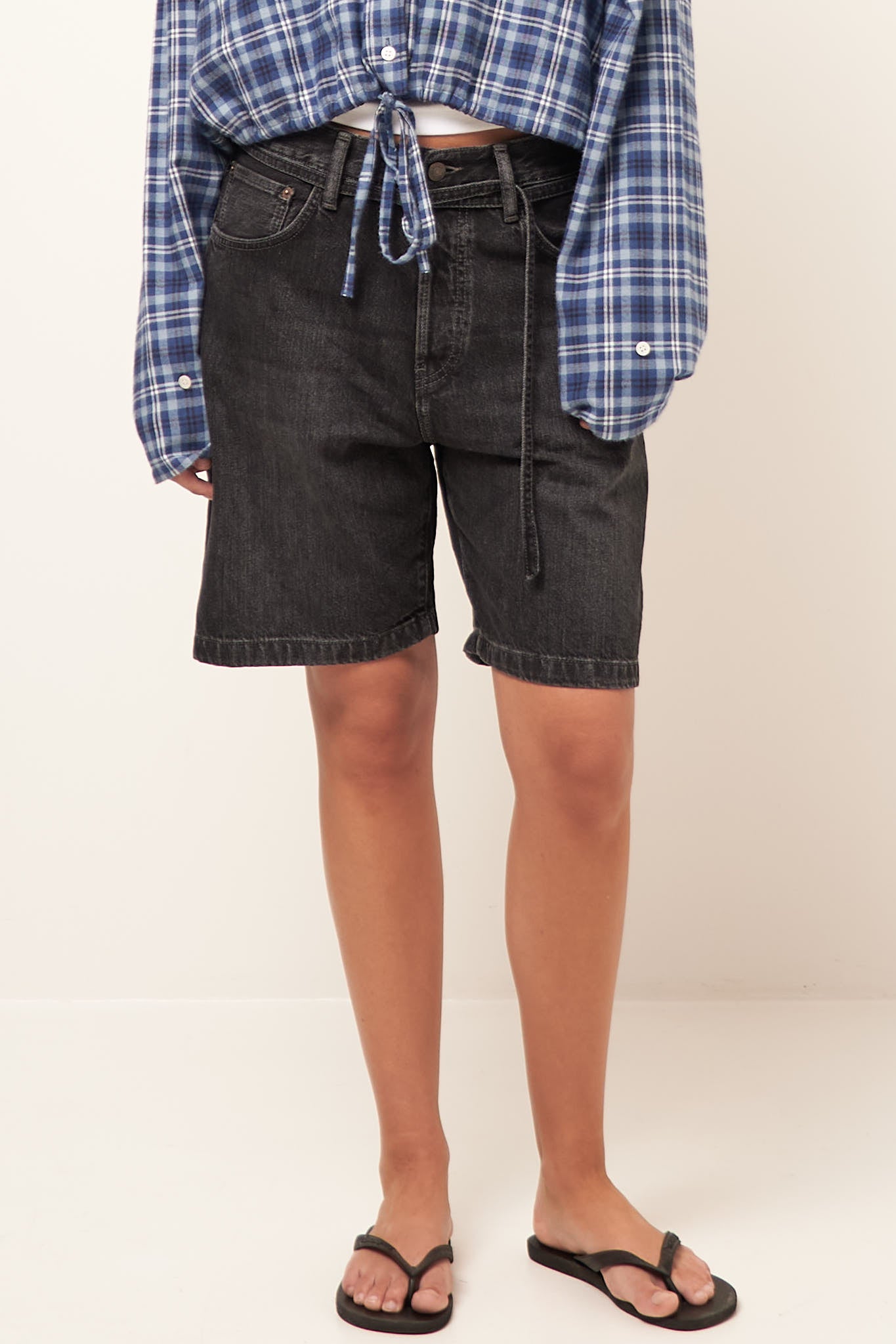 Loose Fit Denim Shorts Black